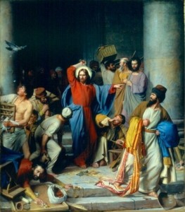 Casting Out the Money Changers by Carl Heinrich Bloch. (Source:
Attribution
via
Wikimedia
Commons http://en.wikipedia.org/wiki/File:CastingoutMoneyChangers.jpg)