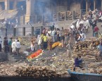 Bodies waiting to be cremated on the Ghat in Varanasi, India