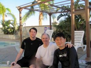 Brian Cohee with Jonathan Oskins and Yong Hwan Kim enjoying the water